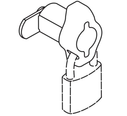Serrure à pêne tournant pour cadenas, avec fonction poignée, surface : noire, 25 mm (1 »), version : droite, 14.04.587-9. Serrure à pêne tournant pour cadenas, pour casiers, armoire en tôle, armoire à casiers et bien plus encore, par SISO Danemark – Image 4