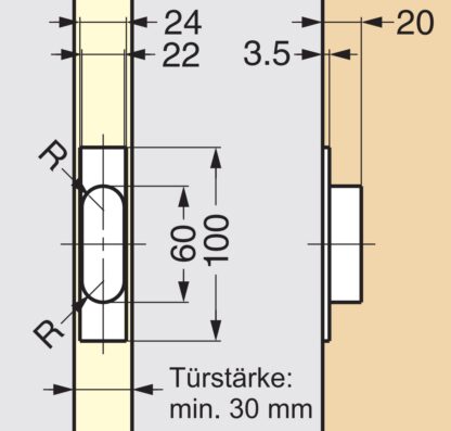 Poignée en acier inoxydable, V2A (SUS304), 100 mm (4″) YK-W100. Coque de poignée en acier inoxydable de haute qualité en acier inoxydable V2A (SUS304), mat satiné, pour portes coulissantes, portes, salles de bains, navires, environnements humides de Sugatsune / LAMP® (Japon) – Image 3