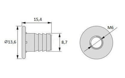20 pièces écrou à emboîtement de haute qualité avec filetage intérieur M6, en acier, surface : galvanisé, 13,6 mm (17/32"), 8066705. Manchon d’entraînement pratique avec collier pour les assemblages de meubles et bien plus encore, d’EMUCA – Image 2