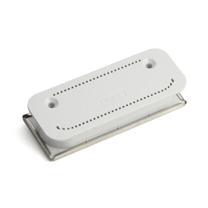 Coque Unique Ventilation Grip V2A (SUS304), Gris, 105mm (4-1/8) UTA-105GR. Coque de poignée de ventilation en acier inoxydable V2A (SUS304), mat satiné, pour tiroirs, armoires, environnements humides, livrée par Sugatsune / LAMP® (Japon) – Image 6