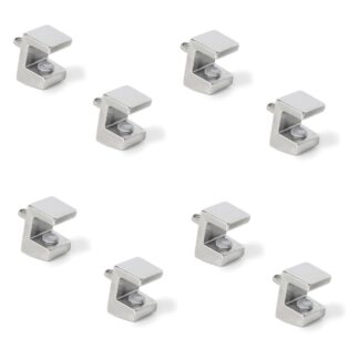 8pcs supports d « étagère en verre de haute qualité, surface : nickelé, 3mm (1/8"), 4010007. supports d » étagère en verre pour étagères en verre, étagères d’armoires en verre, armoires de salle de bain et plus, par EMUCA