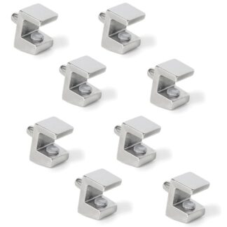 8 supports d « étagère en verre de haute qualité, surface : nickelé, 5 mm (13/64"), 4007907. supports d » étagère en verre pour étagères en verre, étagères d’armoire en verre, armoires de salle de bain et plus, par EMUCA