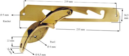 2 pièces Loquet en cuivre de haute qualité, poli brillant, 235 mm (9.3 ») 04.03.040-0. Aménagement de transat en cuivre, brillant, pour transat, transat, chaise longue, transat, chaise à vapeur, chaise pliante, chaise longue en bois, chaise longue, p – Image 7