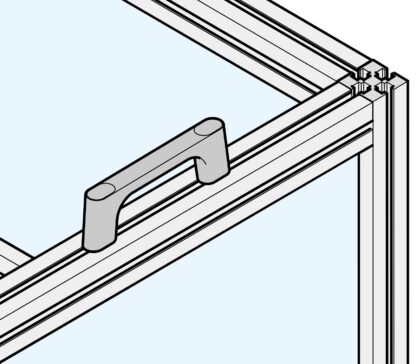 Poignée en alliage de zinc solide (ZDC) de haute qualité, chromée, satiné mat avec capuchons blancs, KMH-150-WT de 175 mm (6,9 »). Poignée de machine KMH-150-WT pour armoire industrielle, usine de production, construction mécanique, par Sugatsune / L – Image 4
