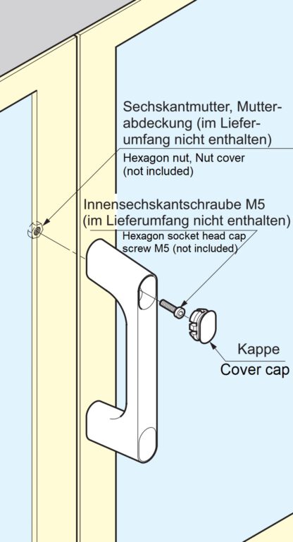 Poignée en alliage de zinc solide (ZDC) de haute qualité, chromée, satiné mat avec capuchons blancs, KMH-150-WT de 175 mm (6,9 »). Poignée de machine KMH-150-WT pour armoire industrielle, usine de production, construction mécanique, par Sugatsune / L – Image 3