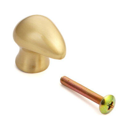 Poignée de bouton de meuble de haute qualité en laiton, surface: couleur or, satiné mat, 28,5 mm (1,2 ») B046-30SG. Poignée en laiton pour tiroir, porte de meubles, armoire de cuisine, armoire de bureau et bien plus encore, par Sugatsune / LAMP® (Jap