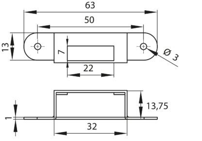 Boîte de verrouillage pratique en 4 pièces, en acier, surface : nickelée, 63 mm (2-31/64"), 14.01.500-1. – Image 2