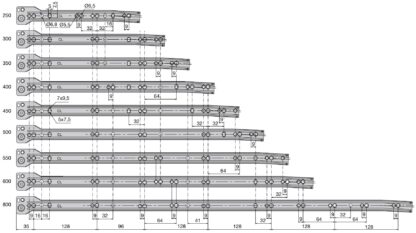 Guidages de poussée à rouleaux, extension partielle, laqué noir, RAL 9005, 450 mm (17.8 »). Rails de guidage en acier avec extension partielle, pour tiroir en bois, tiroir à plateau, tiroir en bois, meubles de cuisine, mobilier de bureau, mobilier de – Image 5