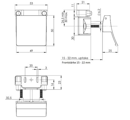 Serrure à pression robuste avec poignée de levage, en zamak, surface : aspect acier inoxydable, design : carrée, 14.03.077-0. Poignée de levage avec serrure autobloquante et fermeture amortie pour caravanes, yachts et bien plus encore, de SISO Denmark – Image 2