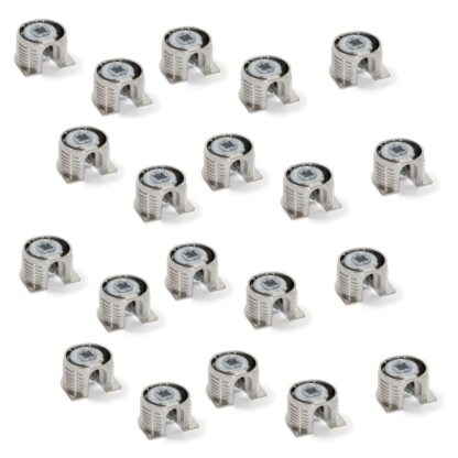 20 pièces de raccord excentrique stable ⌀20 mm avec bride et griffe gaine extérieure pour une épaisseur de plaque de 16 mm (5/8"), en Zamak, 8470907. Connecteur excentrique robuste pour le raccordement de meubles et bien plus encore, par EMUCA