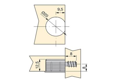 20 pièces de raccord excentrique stable ⌀20 mm avec bride et griffe gaine extérieure pour une épaisseur de plaque de 16 mm (5/8"), en Zamak, 8470907. Connecteur excentrique robuste pour le raccordement de meubles et bien plus encore, par EMUCA – Image 3