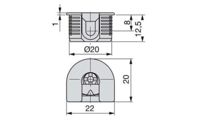 20 pièces de raccord excentrique stable ⌀20 mm avec bride et griffe gaine extérieure pour une épaisseur de plaque de 16 mm (5/8"), en Zamak, 8470907. Connecteur excentrique robuste pour le raccordement de meubles et bien plus encore, par EMUCA – Image 2