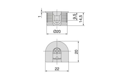 20 pièces de raccord excentrique stable ⌀20 mm avec bride et gaine extérieure à griffes pour une épaisseur de plaque de 19 mm (3/4"), en Zamak, 8070907. Connecteur excentrique robuste pour le raccordement de meubles et bien plus encore, par EMUCA – Image 2