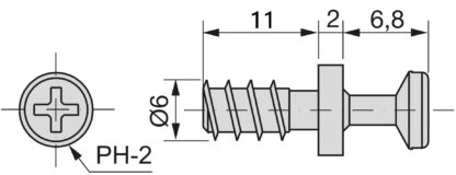 20 pièces de boulon de liaison robuste pour alésage ⌀6 mm, en Zamak, 11 mm (7/16"), 8083901. Goupille excentrique robuste pour l’assemblage de meubles et bien plus encore, par EMUCA – Image 2